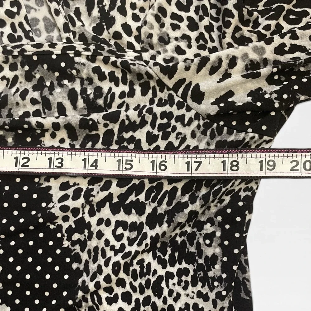 Diana Belle Mixed Print Top Women Large Black White Leopard Polka Dot